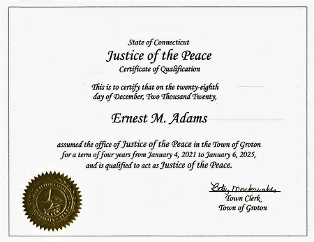 Ernest Adams Justice of the Peace Commission.